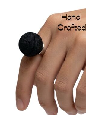 Hand Crafted Antique Black Button Repurposed Into Ring NWT